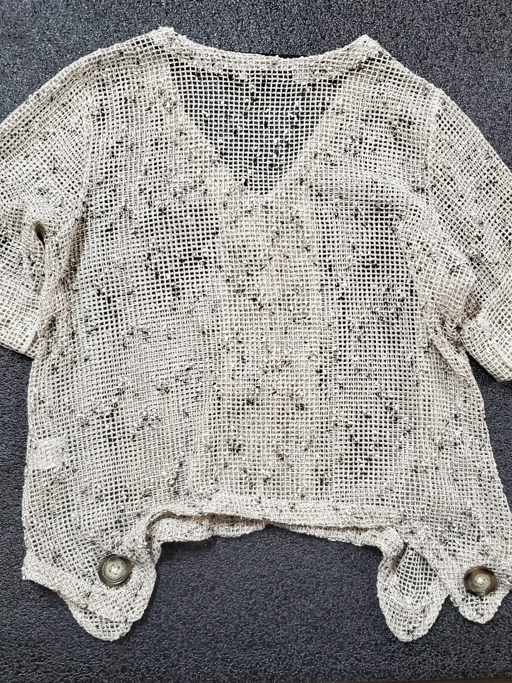 Nina Leonard Open Weave Knit Top in Cream and Black Size Large - Picture 8 of 9